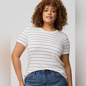 Torrid Black and White Striped Short Sleeve Tee